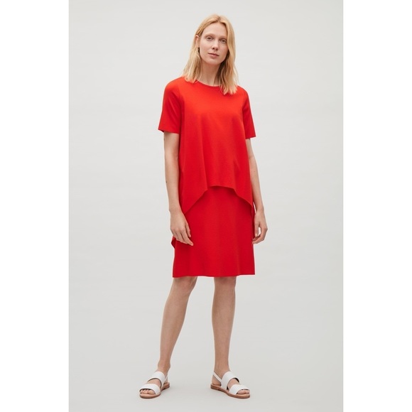 COS Red Circle Cut Layer Dress Size S - Picture 1 of 11